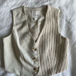 Avec Les Filles Cream Textured Vest